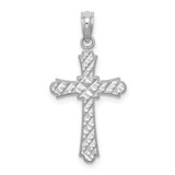 Image of 14K White Gold Shiny-Cut Marquise-Shape Cross Pendant