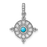Image of 14K White Gold Simulated Turquoise & White Topaz Pendant PM7422-BTQ-W