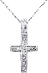 Image of 14K White Gold Small Diamond Cross Pendant (Chain NOT included) (CM-P9106W)