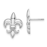 Image of 15.45mm 14K White Gold Small Fleur-De-Lis Stud Post Earrings