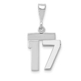Image of 14K White Gold Small Polished Number 17 Pendant
