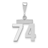 Image of 14K White Gold Small Polished Number 74 Pendant