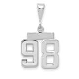 Image of 14K White Gold Small Polished Number 98 Pendant
