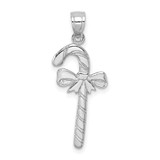 Image of 14K White Gold Solid Polished Candy Cane Pendant
