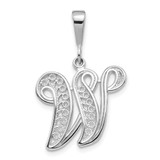 Image of 14K White Gold Solid Polished Filigree Initial W Pendant