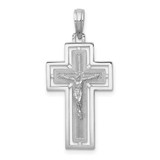Image of 14K White Gold Textured Crucifix w/ Frame Pendant
