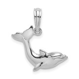 Image of 14K White Gold Textured Dolphin Jumping Pendant