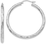 Image of 40mm 14K White Gold Textured Hoop Earrings TF629