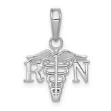 Image of 14K White Gold Textured RN and Caduceus Pendant