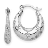Image of 14K White Gold Textured Stamped Hoop Earrings TL1144W