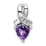 Image of 14K White Gold Trillion Amethyst & Diamond Pendant