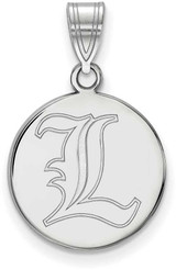 Image of 14K White Gold University of Louisville Medium Disc Pendant by LogoArt