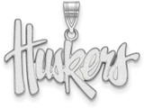 Image of 14K White Gold University of Nebraska Large Pendant by LogoArt (4W004UNE)