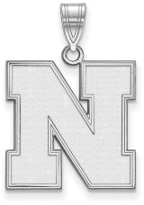 Image of 14K White Gold University of Nebraska Large Pendant by LogoArt (4W068UNE)