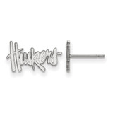 14K White Gold University of Nebraska X-Small Post Earrings by LogoArt
