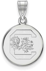 Image of 14K White Gold University of South Carolina Medium Disc Pendant by LogoArt