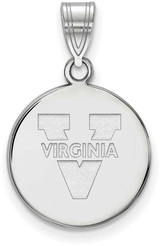 Image of 14K White Gold University of Virginia Medium Disc Pendant by LogoArt (4W039UVA)