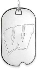 Image of 14K White Gold University of Wisconsin Large Dog Tag by LogoArt