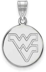 Image of 14K White Gold West Virginia University Medium Disc Pendant by LogoArt 4W039WVU