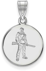 Image of 14K White Gold West Virginia University Medium Disc Pendant by LogoArt 4W057WVU