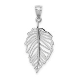 Image of 14K White Polished Leaf Pendant