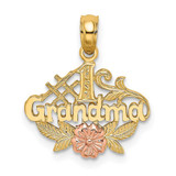 Image of 14k Yellow & Rose Gold #1 Grandma w/ Flower Pendant