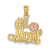 Image of 14k Yellow & Rose Gold #1 Mom Script w/ Flower Pendant