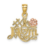 Image of 14k Yellow & Rose Gold #1 Mom w/ Flower Pendant