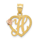 Image of 14K Yellow & Rose Gold Initial H In Heart Pendant