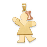 Image of 14K Yellow & Rose Gold Large Girl w/ Bow On Right Pendant XK242