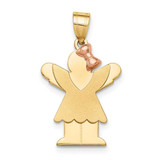 Image of 14K Yellow & Rose Gold Small Girl w/ Dress & Bow Right Pendant XK397