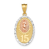 Image of 14k Yellow & Rose Gold w/Rhodium Guadalupe & 15 Pendant