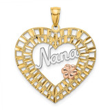 Image of 14k Yellow & Rose Gold w/Rhodium Nana in Heart w/Flowers Pendant