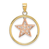 Image of 14k Yellow & Rose Gold w/Rhodium Star in Frame Moveable Pendant