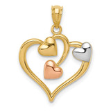 Image of 14k Yellow & Rose Gold with Rhodium Polished Hearts Pendant K5865