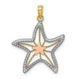Image of 14k Yellow & Rose Gold with Rhodium Small Cut-Out Small Starfish Pendant