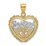 Image of 14k Yellow & Rose Gold with Rhodium Sweet 16 In Heart Pendant