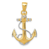Image of 14K Yellow & White Gold Anchor w/ Rope Pendant K3081
