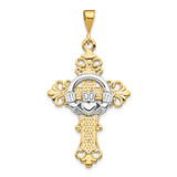 Image of 14K Yellow & White Gold Claddagh Cross Pendant D1517