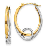 Image of 14mm 14k Yellow & White Gold Oval Hoop w/ Loop Earrings