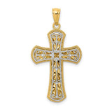 Image of 14K Yellow & White Gold Polished 2 Level Fancy Cross Pendant K5445