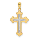 Image of 14K Yellow & White Gold Polished Budded Cross Pendant