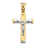 Image of 14K Yellow & White Gold Polished Crucifix Pendant LF1042