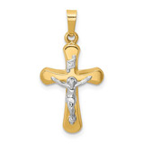 Image of 14K Yellow & White Gold Polished Rounded Cross Pendant