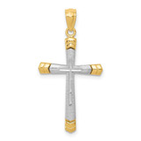 Image of 14K Yellow & White Gold Polished Shiny-Cut Cross Pendant