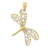 Image of 14K Yellow & White Gold Polished Shiny-Cut Filigree Dragonfly Pendant