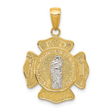 Image of 14K Yellow & White Gold Saint Florian Firefighter Medal Pendant