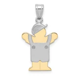 Image of 14K Yellow & White Gold Small Boy w/Overalls & Hat Left Pendant XK413