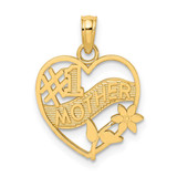 Image of 14K Yellow Gold #1 Mother In Heart Frame Pendant