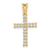 Image of 14K Yellow Gold & Rhodium Lab Grown Diamond SI1/SI2, G H I, Latin Cross Pendant